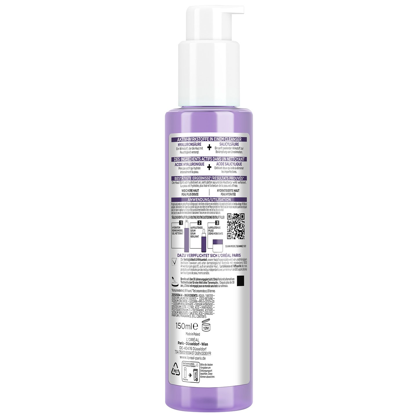 RevitaLift Hydration Reinigungsgel - Produkt Rückansicht